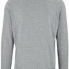 A light grey sweater, 100% polyester fleece, featuring a brushed fleece inner for softness, self-fabric hem and cuffs, and stylish V-stitch at the crewneck, designed for warmth and layering