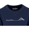 A navy Going Nowhere Lekka Shirts Classic sweater, 100% polyester fleece, featuring a brushed fleece inner for softness, self-fabric hem and cuffs, and stylish V-stitch at the crewneck, designed for warmth and layering